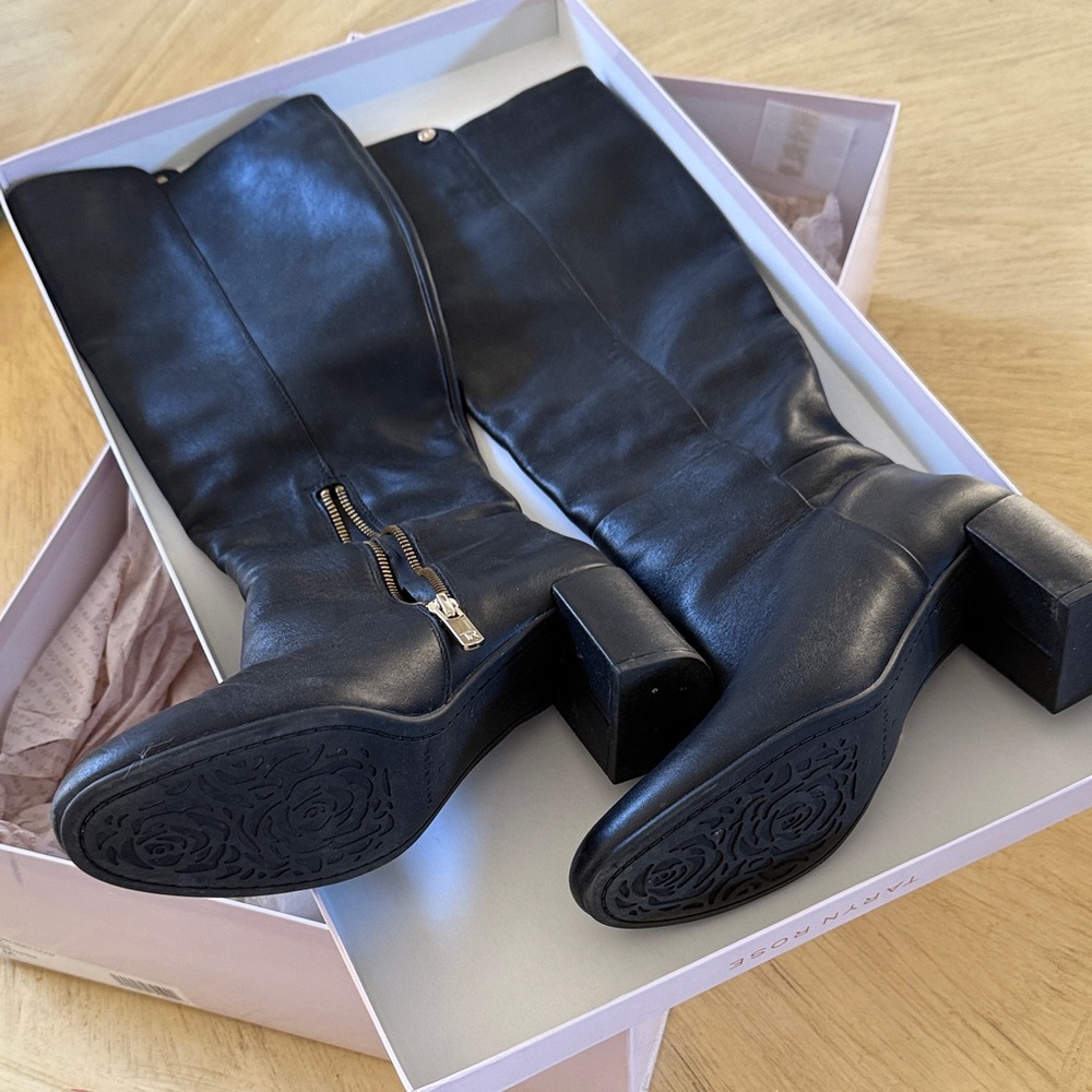 Taryn Rose Carolyn Silky Cow Black Leather Heeled Boots